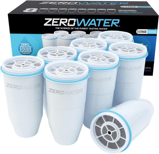 Zerowater 5-fasen Waterfilter Vervanging, NSF-gecertificeerd om Lood, Andere Zware Metalen en PFOA/PFOS te Verminderen, Verpakking van 4, Wit Vervangingspakket voor het filter: Geschatte filterlevensduur van 75 liter gefliterd water (de filterlevensduur k