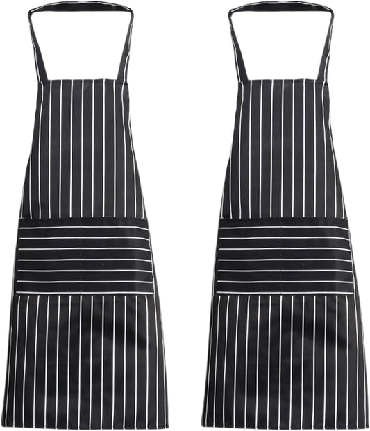Verstelbare 2 stuks chef-kokschort met zwart-witte strepen Over dit item PAKKETHOEVEELHEID: Je ontvangt 2 zwart-wit gestreepte schorten voor zowel mannen als vrouwen, perfect voor je keuken en professionele behoeften. Verstelbaar ontwerp: het keukenschort