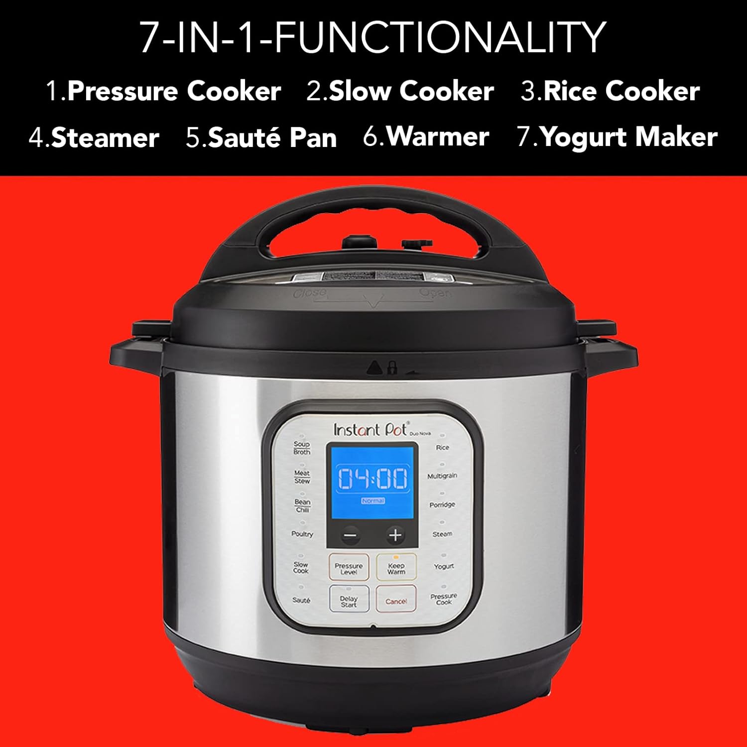 Instant Pot programmeerbare 7-in-1 elektrische snelkookpan Over dit item Een 7-in-1 multifunctionele kooktoestel: snelkookpan, slow cooker, rijstkoker, braden/bruinen, yoghurtbereider, stoompan, warmhoudapparaat. Merk Instant Pot Capaciteit 5,7 Liter Mate