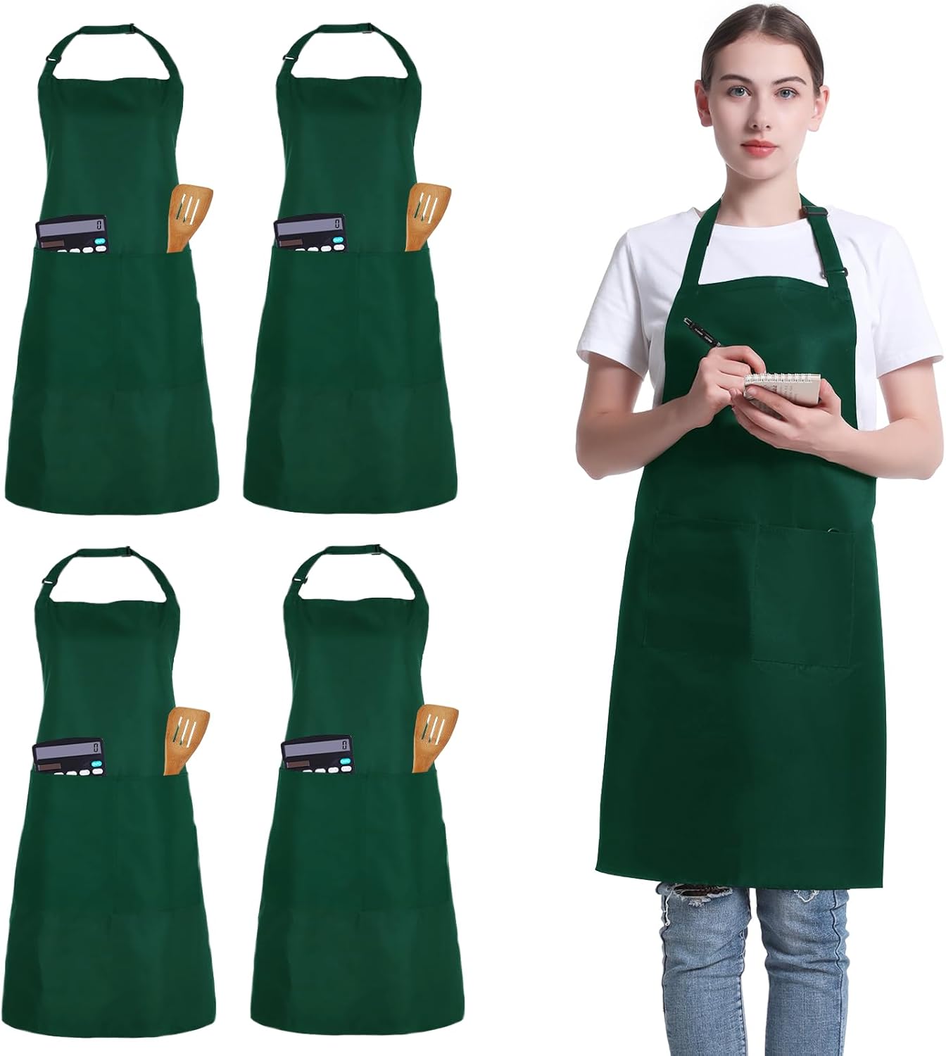 FunChaos 4 Packs Zwart Kookschort, Uniseks Verstelbare Schorten met 2 Zakken, Mannen Vrouwen Schort voor Keuken, Restaurant Productgegevens Onderhoudsvoorschriften Machinewas Type sluiting Armband Over dit item 【Hoge Kwaliteit】Het schort is gemaakt van 10