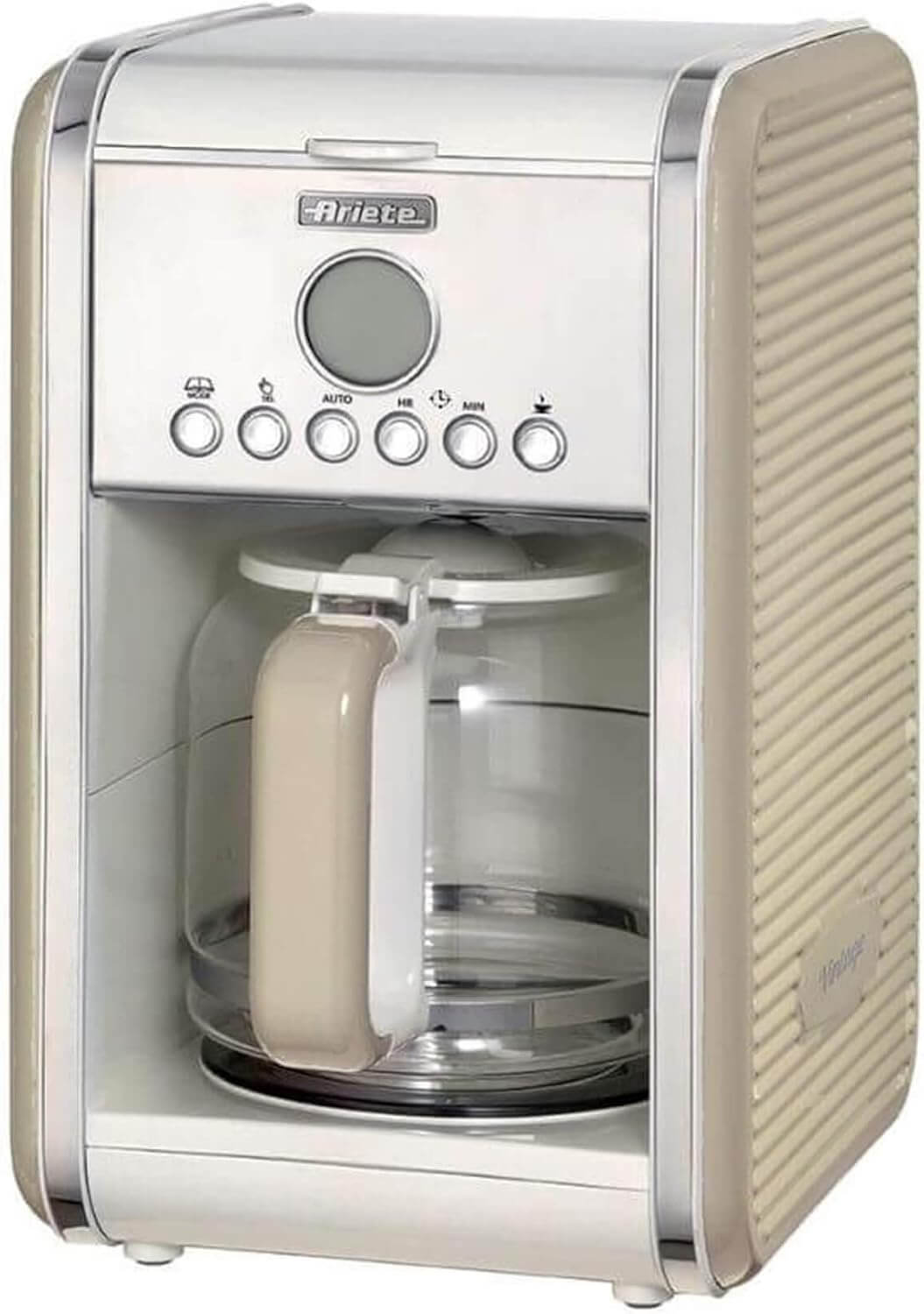 Ariete Retro Americano-koffiezetapparaat tot 12 kopjes 4 TOT 12 kopjes: Dit Americano-koffiezetapparaat met anti-druppelfunctie extraheert heerlijke, aromatisch geurende en smakelijke koffie Klaar wanneer je opstaat: dankzij de programmeerfunctie tot 24 u