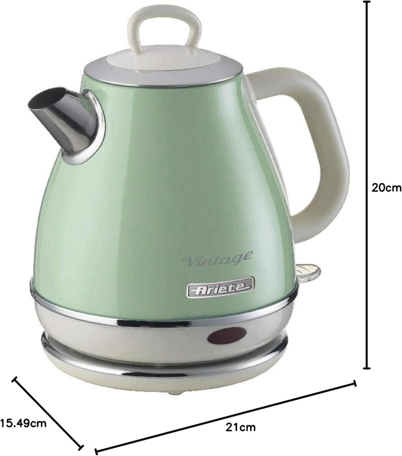 Ariete Vintage waterkoker retro draadlooz 1600 W Over dit item Krachtig: Met een inhoud van 1 liter en een vermogen van 1600 watt kan met deze vintage waterkoker je water in enkele minuten aan de kook worden gebracht om koffie en thee te bereiden. HOOGWAA