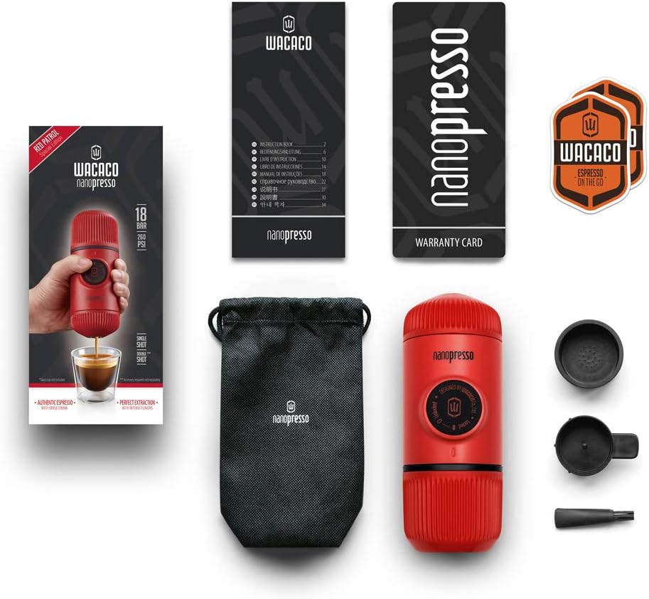 WACACO Nanopresso Draagbaar Espressomachine Over dit item Het bereiken van de perfecte espresso-opname is verre van eenvoudig. De Nanopresso werkt het beste met fijngemalen koffie die hard wordt aangedrukt. Dankzij de innovatieve constructie en eenvoudige