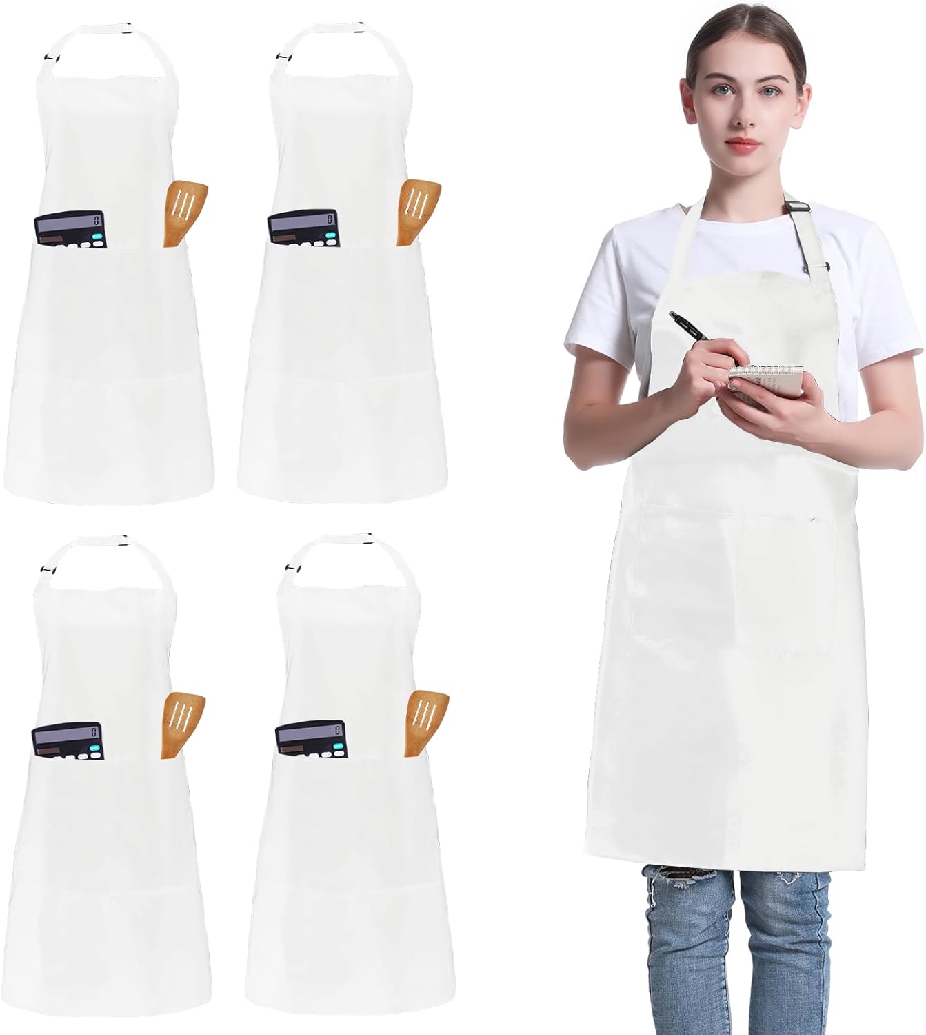 FunChaos 4 Packs Zwart Kookschort, Uniseks Verstelbare Schorten met 2 Zakken, Mannen Vrouwen Schort voor Keuken, Restaurant Productgegevens Onderhoudsvoorschriften Machinewas Type sluiting Armband Over dit item 【Hoge Kwaliteit】Het schort is gemaakt van 10