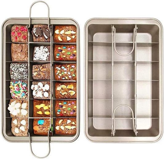 Ideal Swan Brownie Pan bakvorm platte brownie vorm met scheidingswanden. Afmetingen: 31 x 20 x 4,9 cm Koolstofstaal van hoge kwaliteit: de brownie bakvorm is gemaakt van premium food-grade koolstofstaal dat snelle warmteoverdracht maakt en zorgt voor een