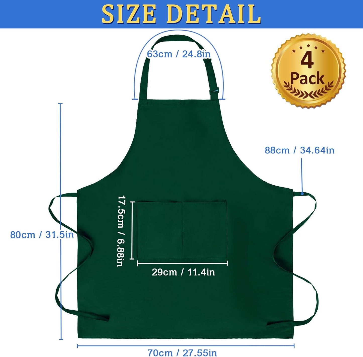 FunChaos 4 Packs Zwart Kookschort, Uniseks Verstelbare Schorten met 2 Zakken, Mannen Vrouwen Schort voor Keuken, Restaurant Productgegevens Onderhoudsvoorschriften Machinewas Type sluiting Armband Over dit item 【Hoge Kwaliteit】Het schort is gemaakt van 10