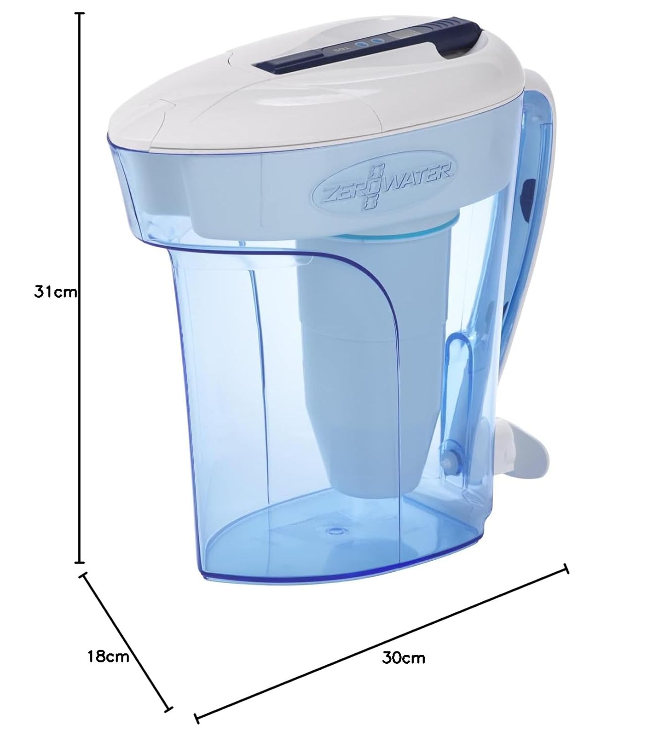 ZeroWater waterfilteringskan voor 12 kopjes 2,8 L Gefilterd water kan: De 5-fasen waterfilter kan van 2,8 L past bij je actieve levensstijl, met zijn ruimtebesparende ontwerp past hij perfect in compacte of kleine koelkasten Premium gezuiverd water in 5 f