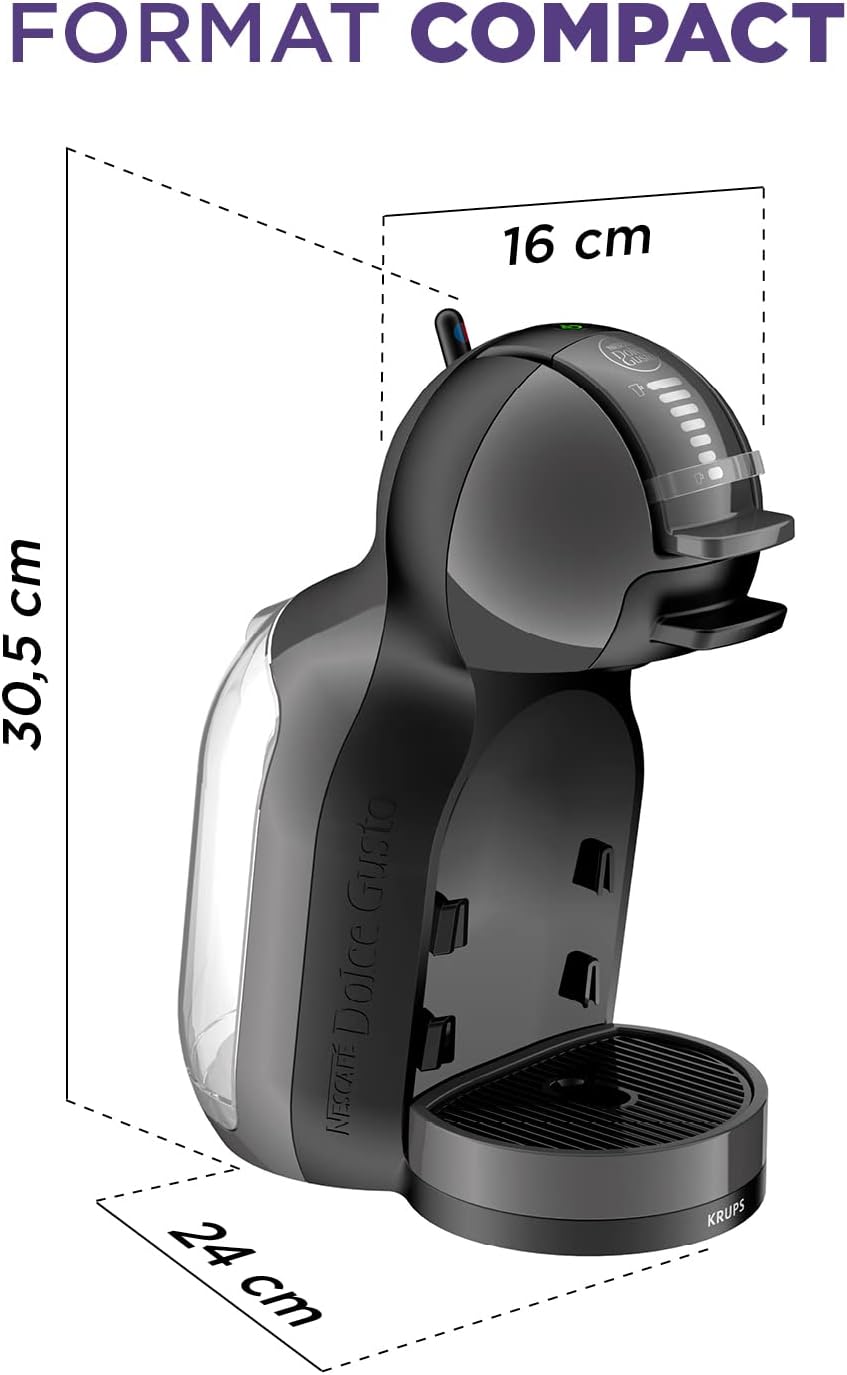 Krups NESCAFÉ Dolce Gusto Mini Me handmatige koffiecupmachine Over dit item Veelzijdig en eenvoudig meer dan 30 koffiecreaties en andere heerlijke warme en koude dranken eenvoudig met een druk op de knop bereid Select-technologie plaats gewoon de capsule