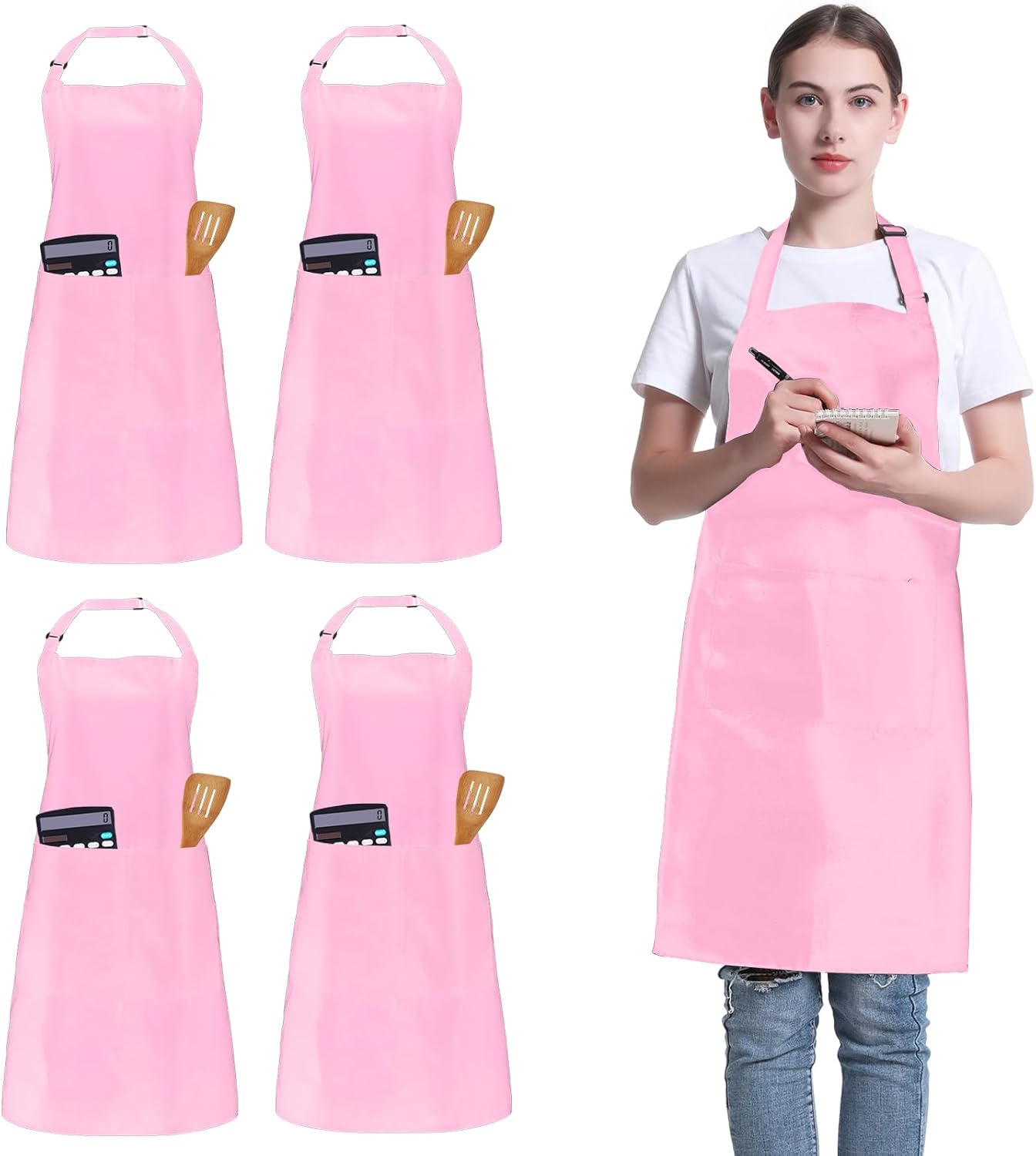 FunChaos 4 Packs Zwart Kookschort, Uniseks Verstelbare Schorten met 2 Zakken, Mannen Vrouwen Schort voor Keuken, Restaurant Productgegevens Onderhoudsvoorschriften Machinewas Type sluiting Armband Over dit item 【Hoge Kwaliteit】Het schort is gemaakt van 10