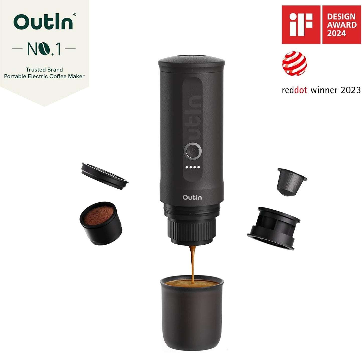 Outin Nano draagbare elektrische espressomachine 【LICHTGEWICHT & DRAAGBAAR】: Outin draagbare espressomachine weegt slechts 670 gram. Gemaakt van voedselveilig roestvrij staal en duurzame materialen, Outin espressomachine gemakkelijk te demonteren en te wa