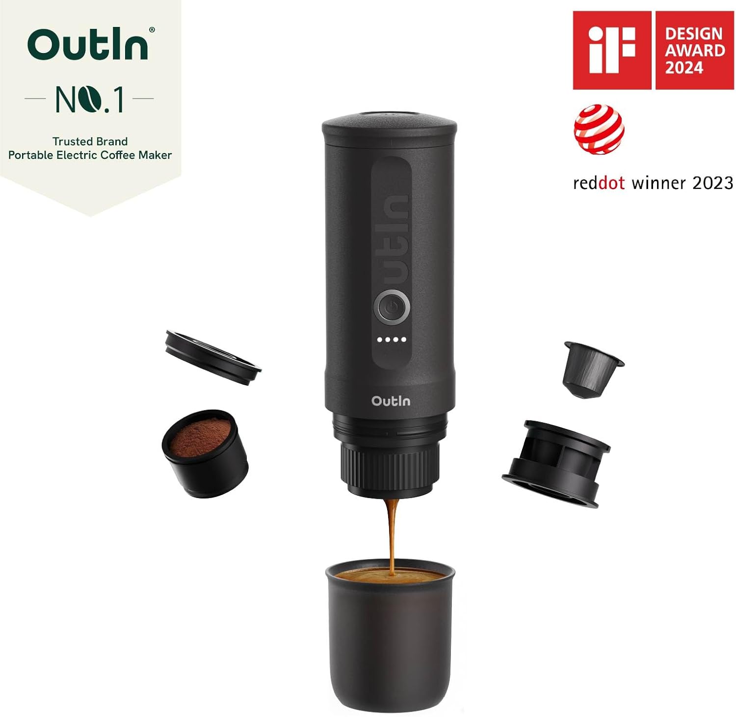 Outin Nano draagbare elektrische espressomachine 【LICHTGEWICHT & DRAAGBAAR】: Outin draagbare espressomachine weegt slechts 670 gram. Gemaakt van voedselveilig roestvrij staal en duurzame materialen, Outin espressomachine gemakkelijk te demonteren en te wa
