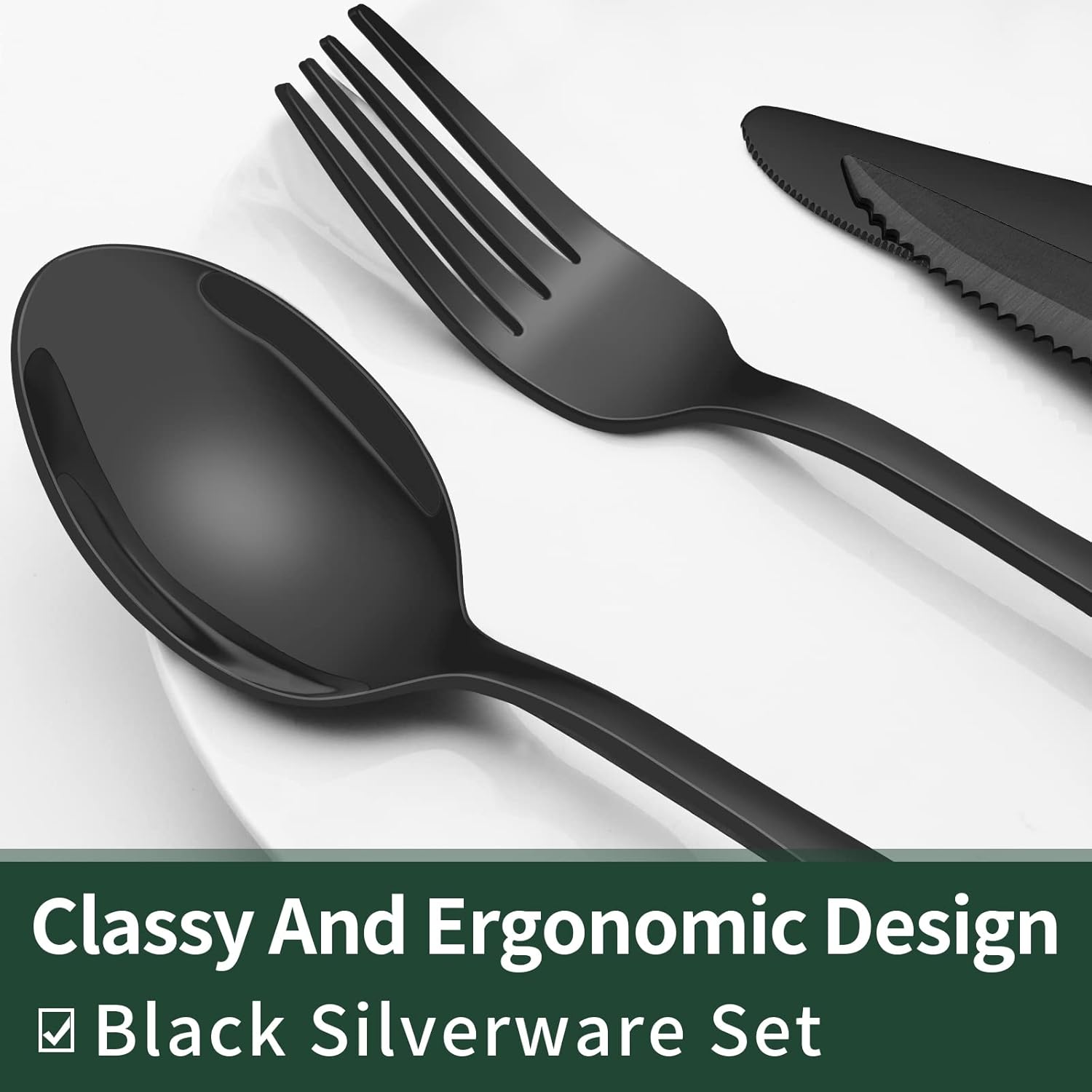 24-delige set zwarte zilverproducten met steakmessen voor 4 personen Over dit item Verhoog uw eetervaring met onze EWFEN 24-delige zwarte zilverwerkset, ontworpen voor 4 couverts. Deze set bevat 4 dinervorken, 4 slavorken, 4 eetlepels, 4 dessertlepels, 4