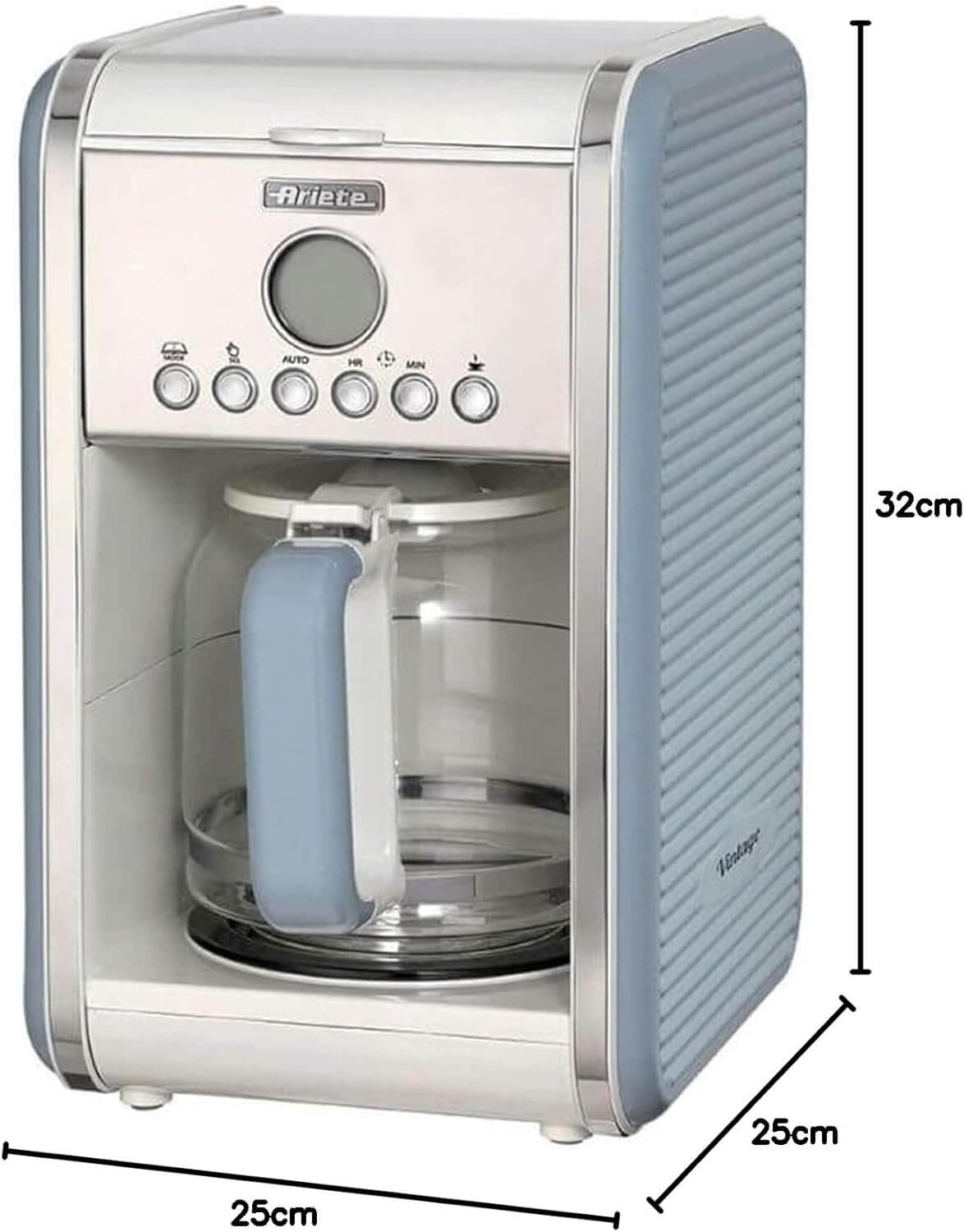Ariete Retro Americano-koffiezetapparaat tot 12 kopjes 4 TOT 12 kopjes: Dit Americano-koffiezetapparaat met anti-druppelfunctie extraheert heerlijke, aromatisch geurende en smakelijke koffie Klaar wanneer je opstaat: dankzij de programmeerfunctie tot 24 u