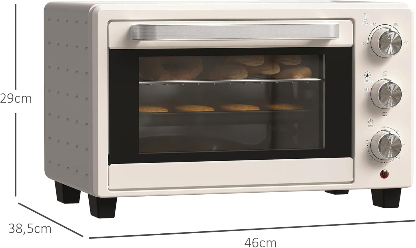 HOMCOM Mini Backoven 21L Pizza-Oven Individuell einstellbare Kocherlebnisse: Mit einer Temperaturwahl von 100 °C bis 230 °C und einem einstellbaren Timer des Tischbackofens bis zu 60 Minuten können Sie jedes Gericht genau nach Ihren Wünschen zubereiten. O