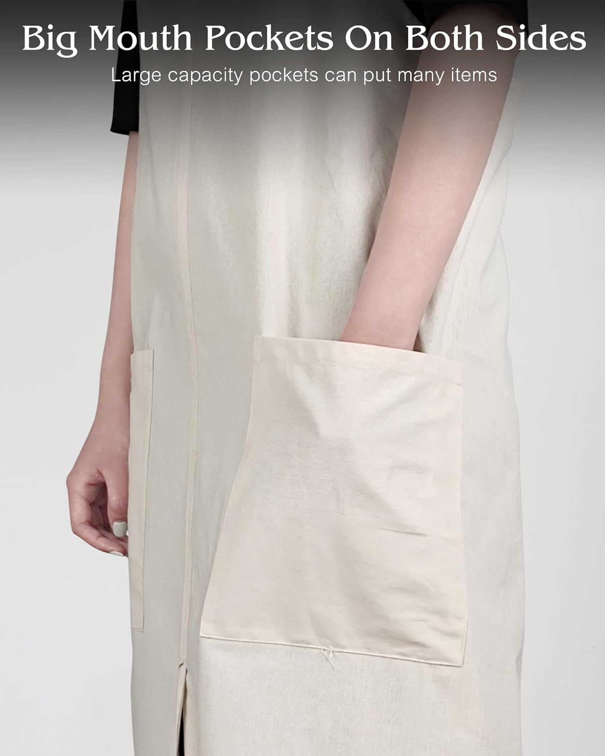 Small snail Japanse Stijl Schort Verstelbare Waterdichte Katoenen Linnen Dames Pinafore met Grote Zakken voor Bloemenwinkel Cafe Knutselen Bakken Casual Effen Kleur Schorten Productgegevens Type sluiting Trekkoord Over dit item ▶Materiaal: Het is gemaakt