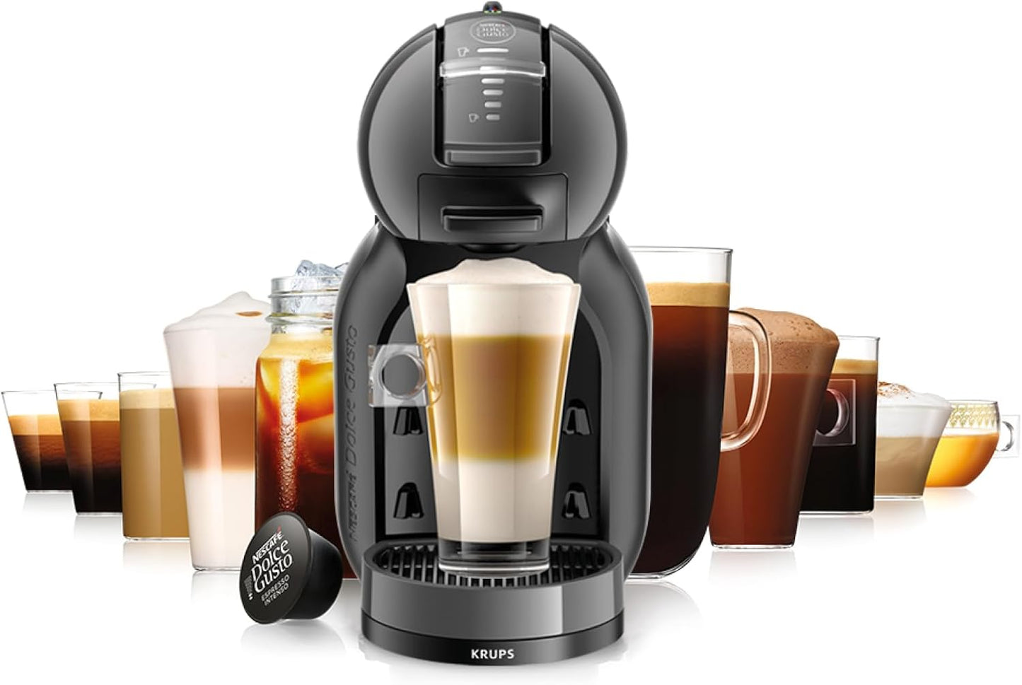 Krups NESCAFÉ Dolce Gusto Mini Me handmatige koffiecupmachine Over dit item Veelzijdig en eenvoudig meer dan 30 koffiecreaties en andere heerlijke warme en koude dranken eenvoudig met een druk op de knop bereid Select-technologie plaats gewoon de capsule