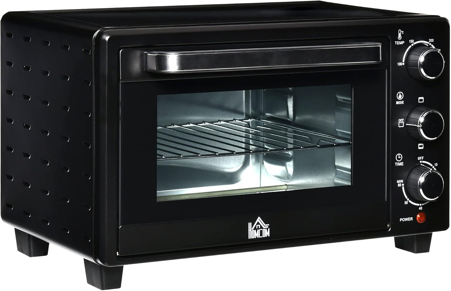 HOMCOM Mini Backoven 21L Pizza-Oven Individuell einstellbare Kocherlebnisse: Mit einer Temperaturwahl von 100 °C bis 230 °C und einem einstellbaren Timer des Tischbackofens bis zu 60 Minuten können Sie jedes Gericht genau nach Ihren Wünschen zubereiten. O