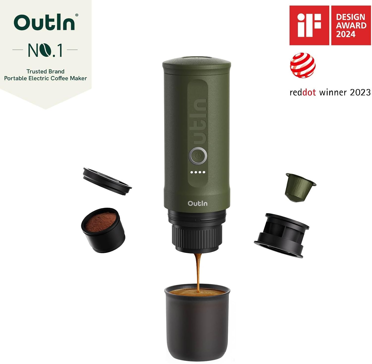 Outin Nano draagbare elektrische espressomachine 【LICHTGEWICHT & DRAAGBAAR】: Outin draagbare espressomachine weegt slechts 670 gram. Gemaakt van voedselveilig roestvrij staal en duurzame materialen, Outin espressomachine gemakkelijk te demonteren en te wa