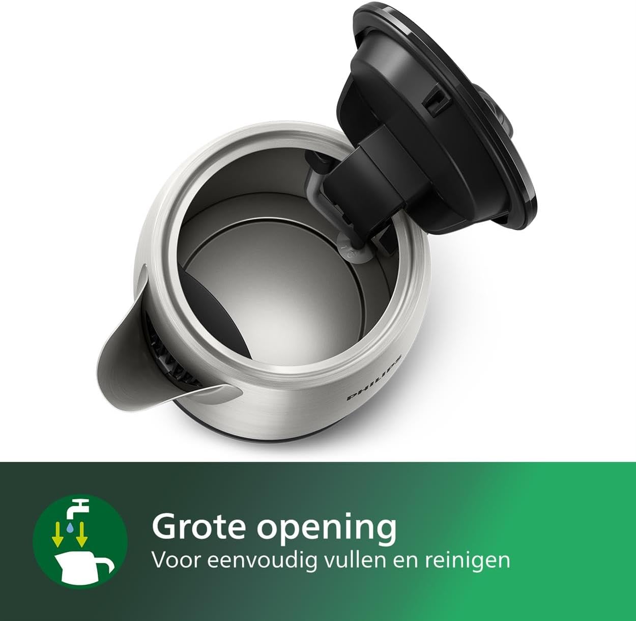 Philips Waterkoker 1.7 L Veerdeksel Indicatielamp Draaivoet Gemaakt om lang mee te gaan. Snelle kookprestaties van een superefficiënt verwarmingselement. Inhoud van 1,7 - meer dan 7 kopjes uit een volle kan. Merk Philips Capaciteit 1,7 Liter Materiaal Pol