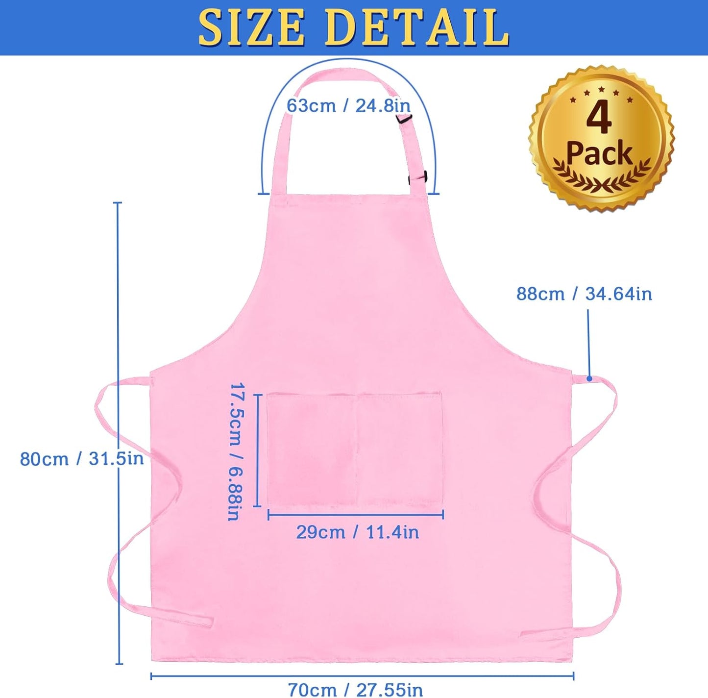 FunChaos 4 Packs Zwart Kookschort, Uniseks Verstelbare Schorten met 2 Zakken, Mannen Vrouwen Schort voor Keuken, Restaurant Productgegevens Onderhoudsvoorschriften Machinewas Type sluiting Armband Over dit item 【Hoge Kwaliteit】Het schort is gemaakt van 10