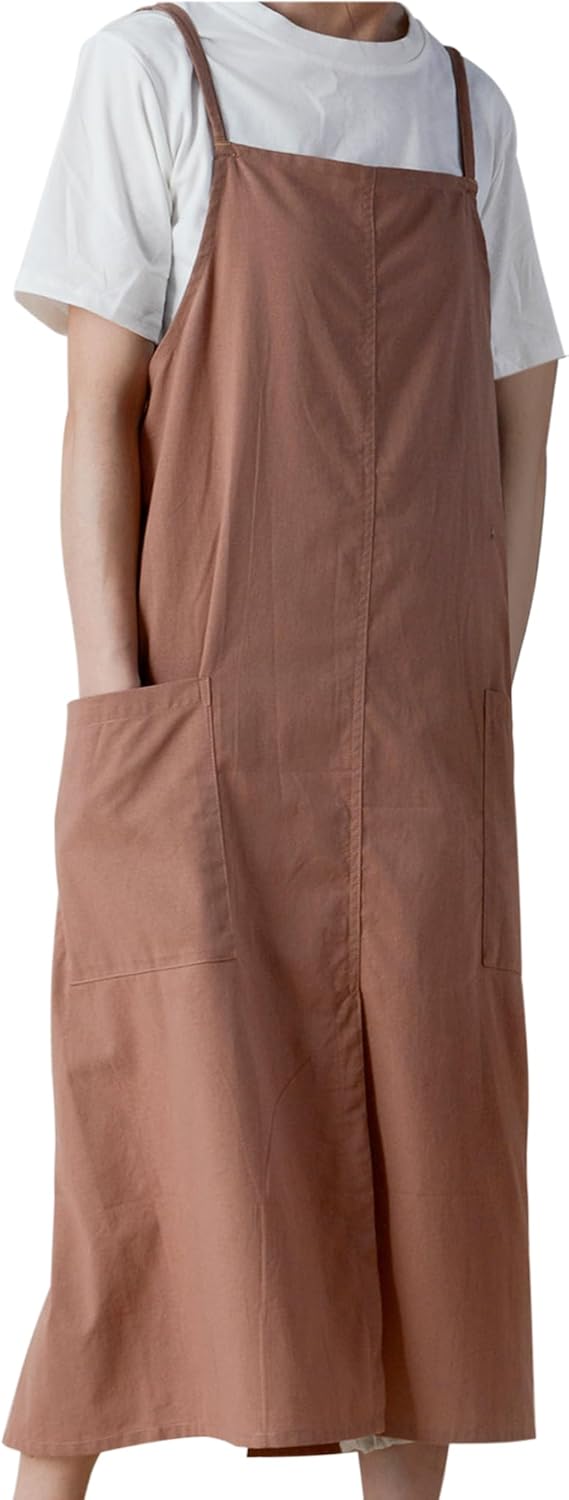 Small snail Japanse Stijl Schort Verstelbare Waterdichte Katoenen Linnen Dames Pinafore met Grote Zakken voor Bloemenwinkel Cafe Knutselen Bakken Casual Effen Kleur Schorten Productgegevens Type sluiting Trekkoord Over dit item ▶Materiaal: Het is gemaakt