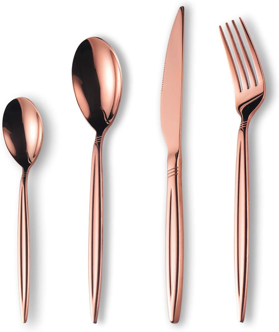 Berglander 30-delige vergulde bestekset glanzend goud Over dit item 30 stuks bevatten: 6 van elk, dinerlepel, dinervork, dinermes, theelepel, theevork Duurzaam, buigt niet; Sterk antiroest, ontwikkeld voor een goede grip voor volwassenen en kinderen. Goed