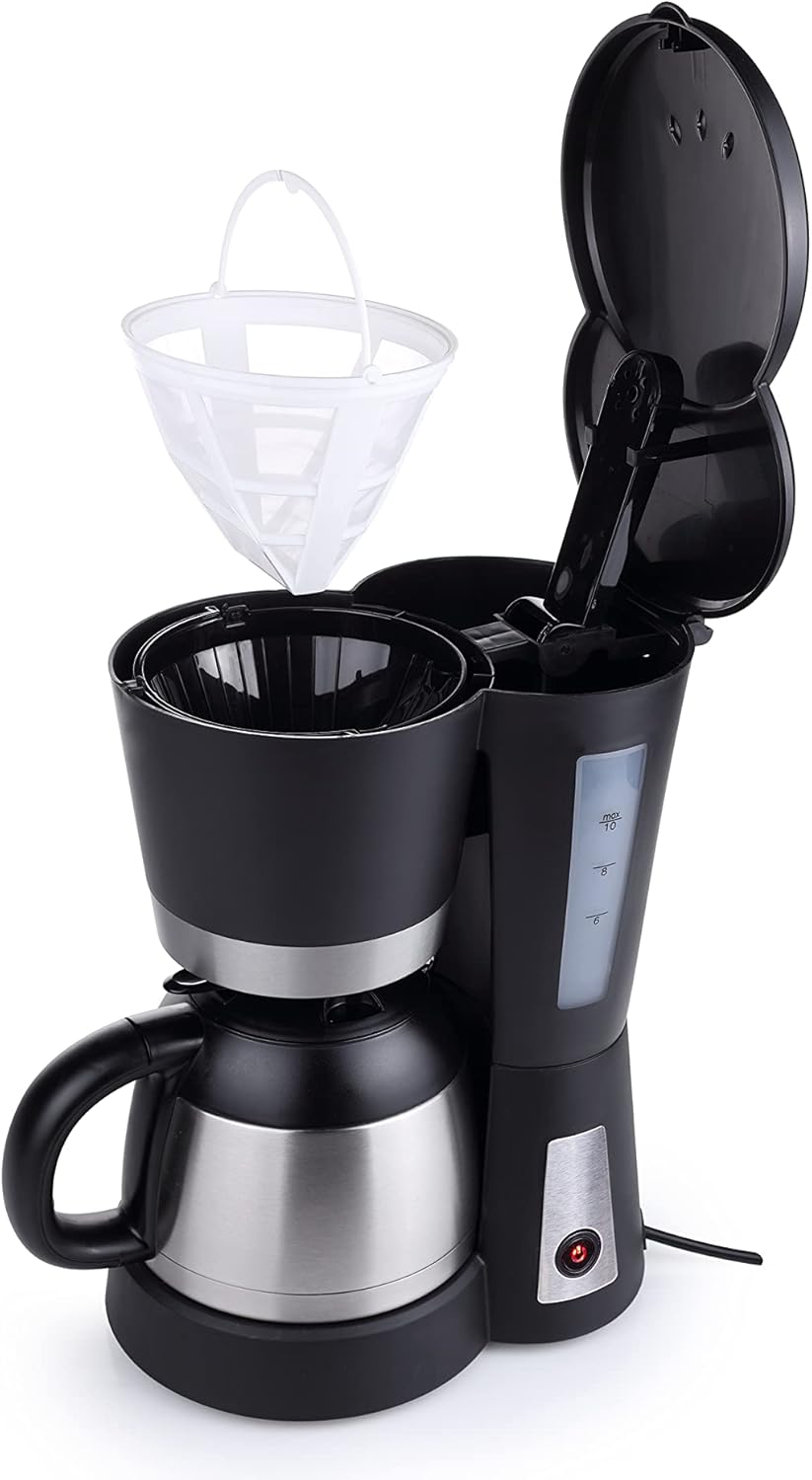 Tristar CM-1233 Koffiezetapparaat – Geschikt voor 6 kopjes – Ook geschikt voor de camping Compact koffiezetapparaat met een inhoud van 0.6 liter, geschikt voor 6 kopjes koffie Stijlvol ontwerp met een matzwarte afwerking, roestvrijstalen details en glazen