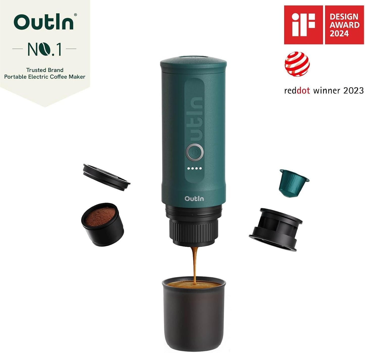 Outin Nano draagbare elektrische espressomachine 【LICHTGEWICHT & DRAAGBAAR】: Outin draagbare espressomachine weegt slechts 670 gram. Gemaakt van voedselveilig roestvrij staal en duurzame materialen, Outin espressomachine gemakkelijk te demonteren en te wa