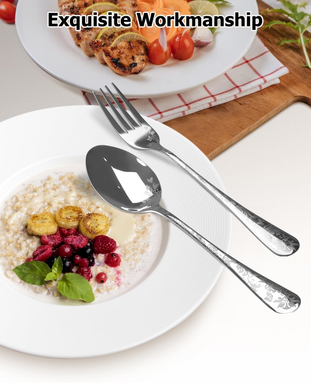 Aoresac Bestekset voor 4 personen, 20-delige bestekset van roestvrij staal Perfecte set voor het gezin: 20 stuks per set, bevat 4 messen voor het avondeten, 4 eetvorken, 4 theelepels, 4 theelepels en 4 theelepels, servies voor 4 personen, wordt gebruikt v