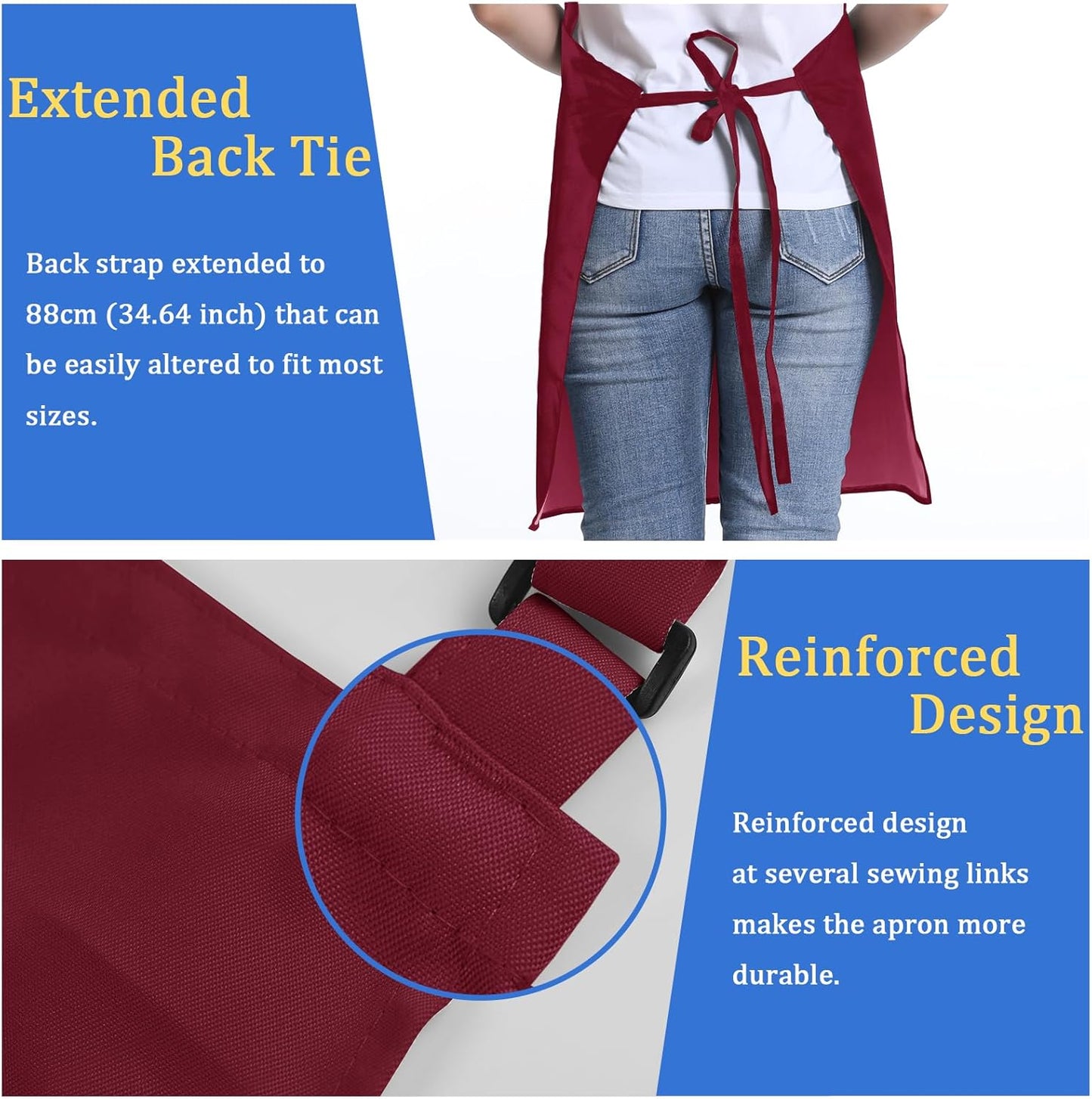 FunChaos 4 Packs Zwart Kookschort, Uniseks Verstelbare Schorten met 2 Zakken, Mannen Vrouwen Schort voor Keuken, Restaurant Productgegevens Onderhoudsvoorschriften Machinewas Type sluiting Armband Over dit item 【Hoge Kwaliteit】Het schort is gemaakt van 10