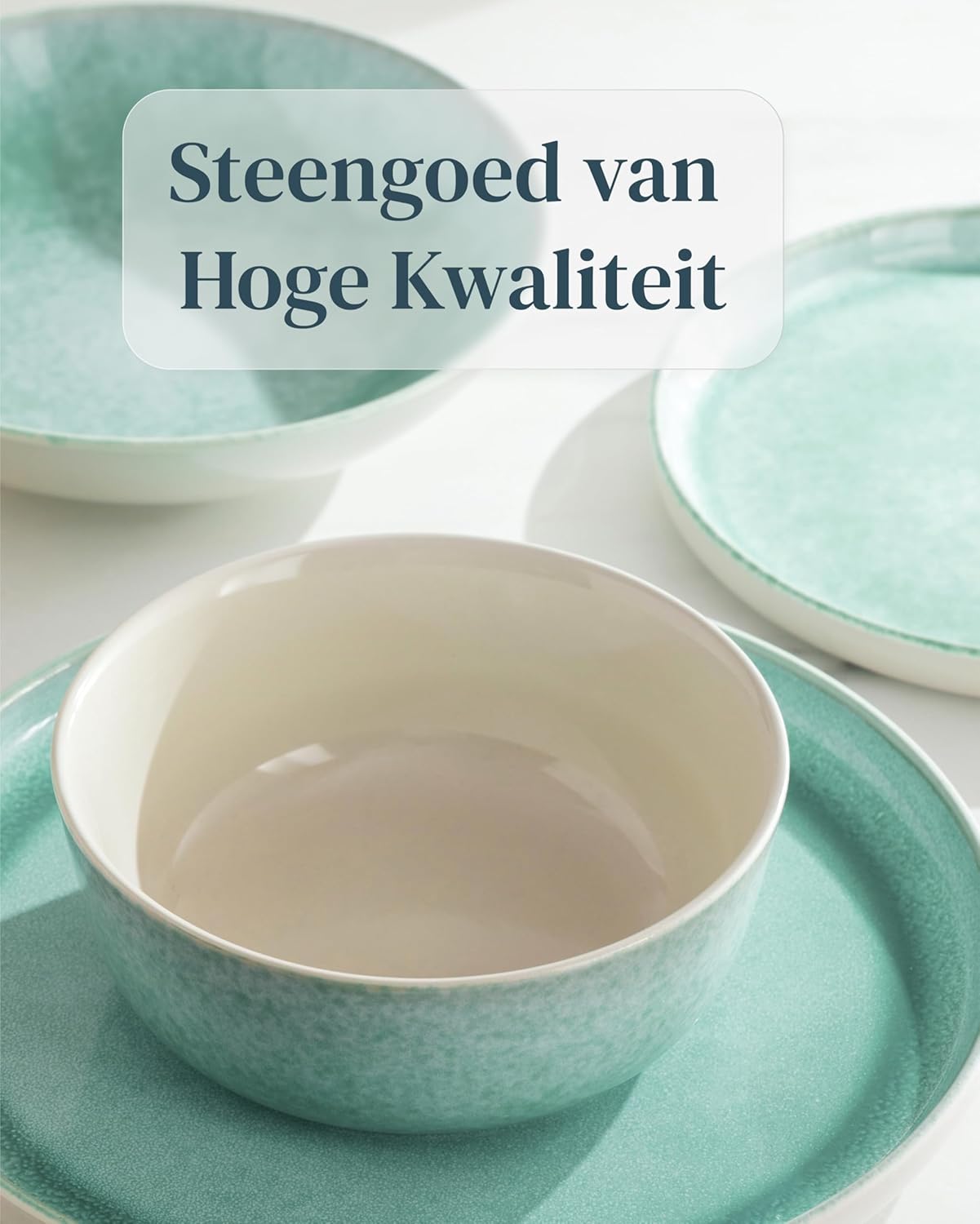 Aardewerk Servies Set Ibiza 36-delig - Vaatwasser-, Magnetron- en Krasbestendig Servies - Moderne Kommen en Borden Set voor 12 Personen - Tafelservice Pure Living in Licht Beige-blauw Deze 36-delige beige-blauwe servies set voor 12 personen combineert ele