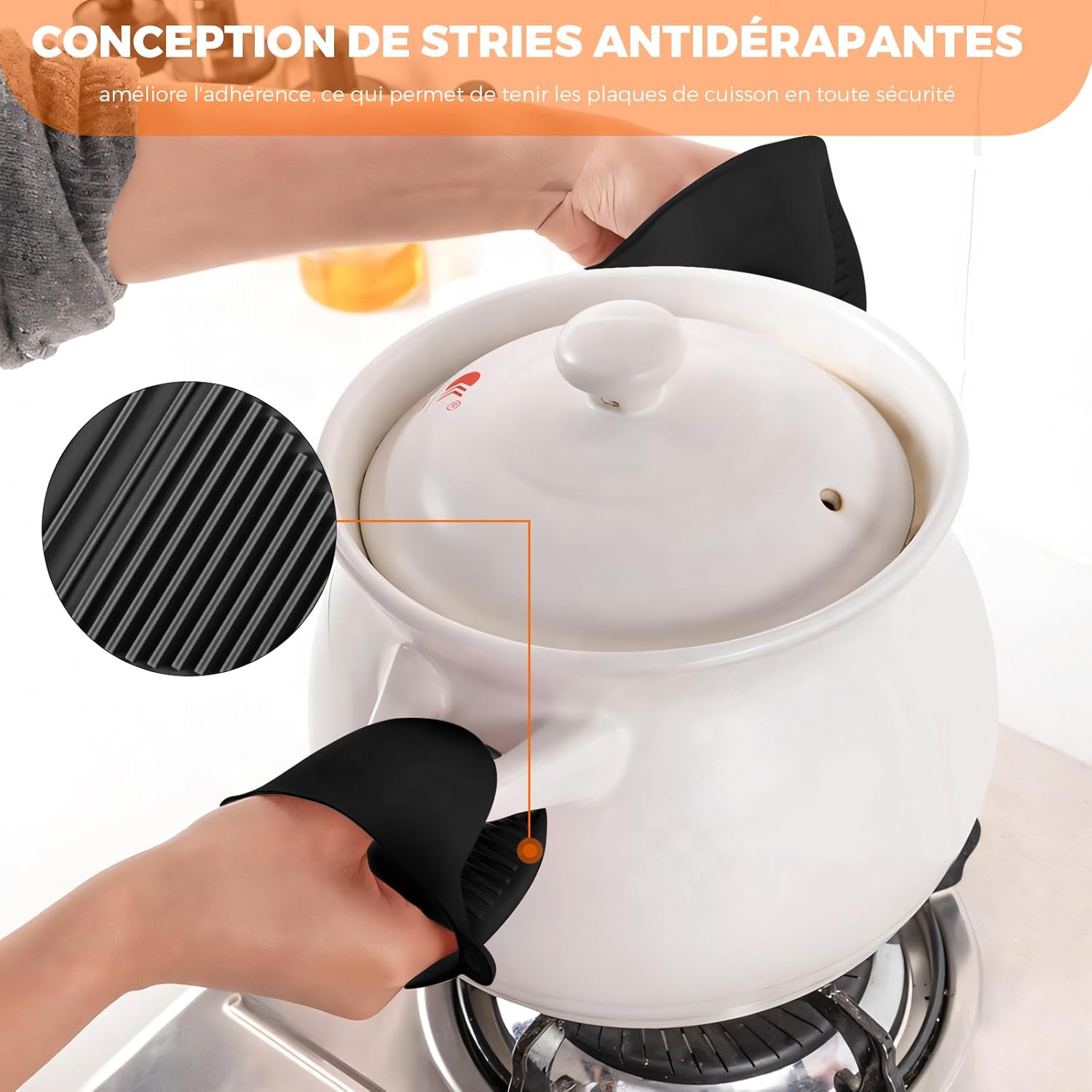 1 Paar Dikke Siliconen Keukenhandschoenen, Hittebestendige Ovenhandschoenen, Antislip Keukenhandschoenen, Hittebestendige Keukenhandschoen voor Koken, Barbecue, Koken, Zwart WARMTEBESTENDIG MATERIAAL: Ontdek de uitzonderlijke kwaliteit van deze ovenhandsc