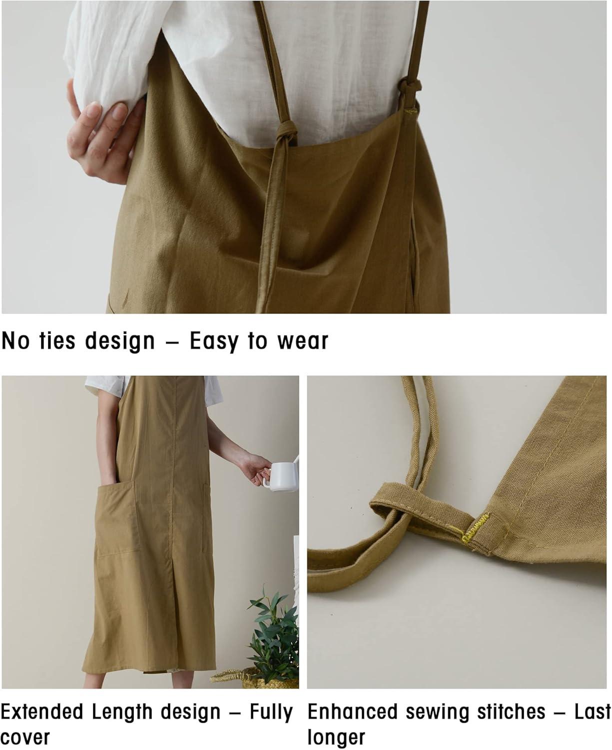 Small snail Japanse Stijl Schort Verstelbare Waterdichte Katoenen Linnen Dames Pinafore met Grote Zakken voor Bloemenwinkel Cafe Knutselen Bakken Casual Effen Kleur Schorten Productgegevens Type sluiting Trekkoord Over dit item ▶Materiaal: Het is gemaakt