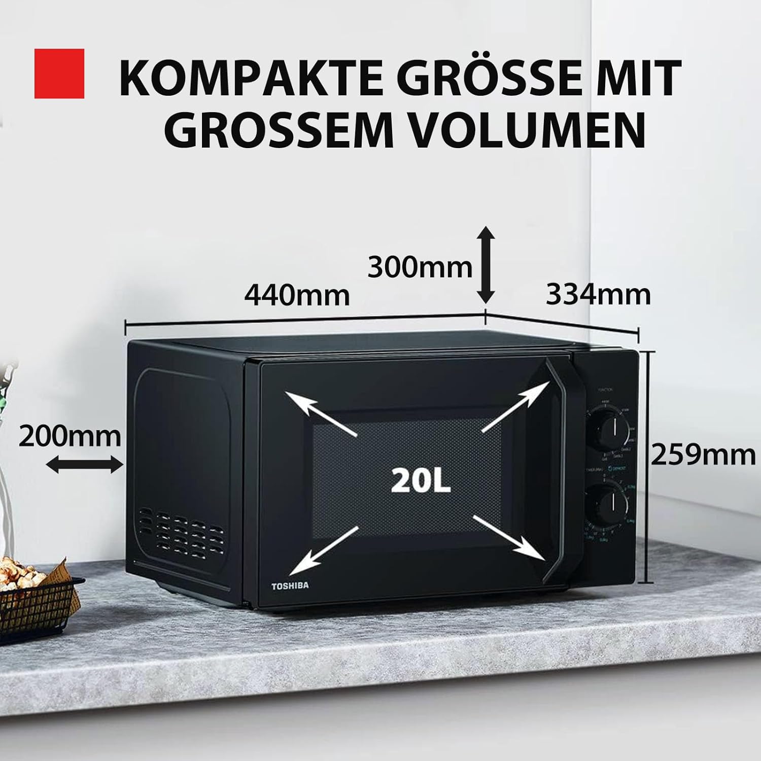 Toshiba MW2-MG20PF (BK) / GE magnetron met crispy grill & combi-functie, 5 vermogensniveaus, 1000 W grillvermogen, zwart Toshiba MW2-MG20PF (BK) /GE magnetron/magnetron met grill/20L 【Combinatiekoken】 Combinatiekoken is speciaal ontworpen voor het grillen