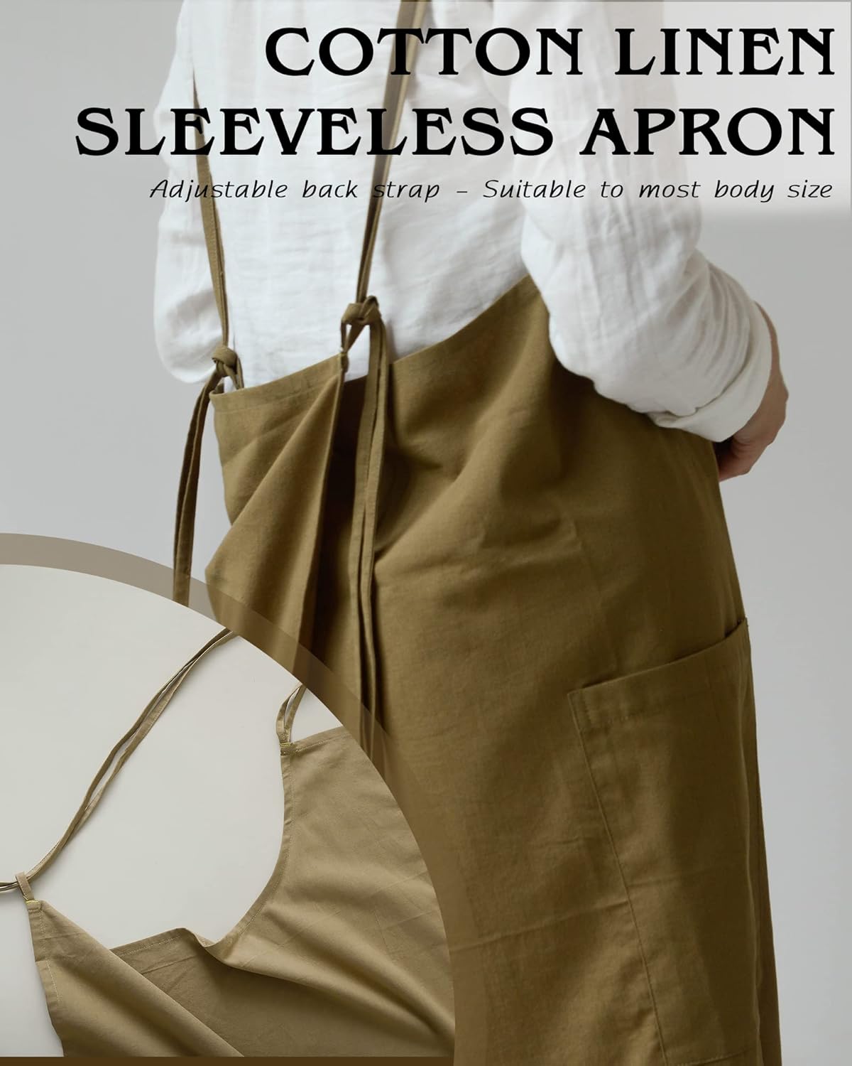 Small snail Japanse Stijl Schort Verstelbare Waterdichte Katoenen Linnen Dames Pinafore met Grote Zakken voor Bloemenwinkel Cafe Knutselen Bakken Casual Effen Kleur Schorten Productgegevens Type sluiting Trekkoord Over dit item ▶Materiaal: Het is gemaakt