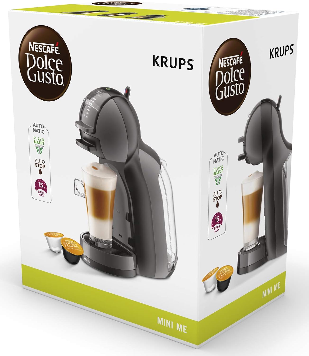 Krups NESCAFÉ Dolce Gusto Mini Me handmatige koffiecupmachine Over dit item Veelzijdig en eenvoudig meer dan 30 koffiecreaties en andere heerlijke warme en koude dranken eenvoudig met een druk op de knop bereid Select-technologie plaats gewoon de capsule