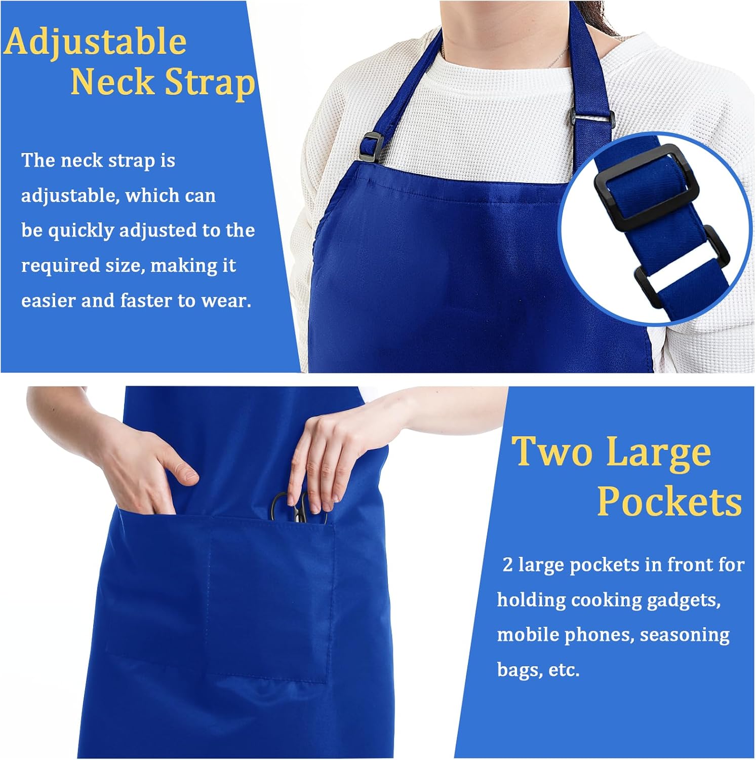 FunChaos 4 Packs Zwart Kookschort, Uniseks Verstelbare Schorten met 2 Zakken, Mannen Vrouwen Schort voor Keuken, Restaurant Productgegevens Onderhoudsvoorschriften Machinewas Type sluiting Armband Over dit item 【Hoge Kwaliteit】Het schort is gemaakt van 10