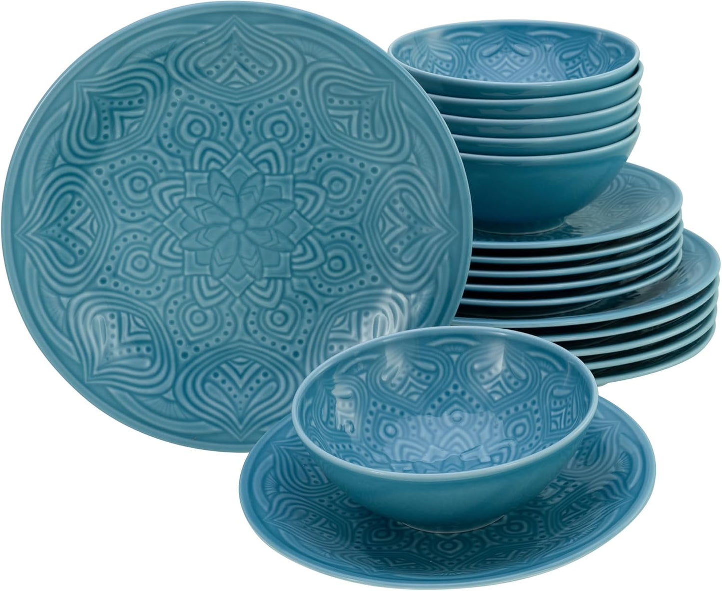 CreaTable, 21625, serie Orient Mandala, 2-delige serviesset, bordenset van porselein, vaatwasser- en magnetronbestendig, Made in Europe ✅ Elegante platenset: je krijgt hier een prachtige 2-delige platenset in een elegante ovale vorm met een diameter van 2