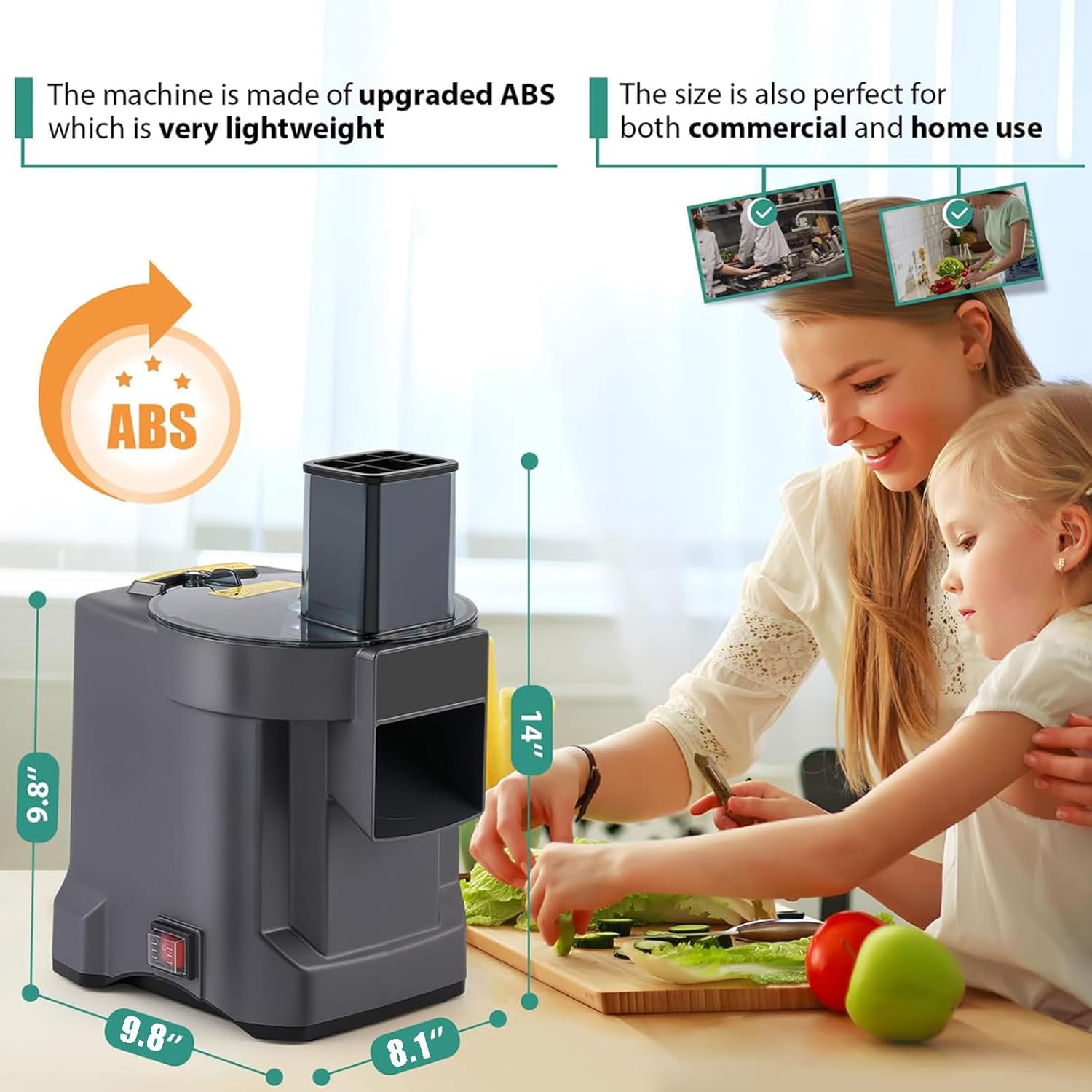 3-in-1 Elektrische Groentesnijder & Dicer Elektrische groentesnijders, commerciële multifunctionele snijmachine, snijmachine, raspmachine voor het snijden, malen, snijden, elektrische voedselsnijder, rasp voor fruit en groenten Specificatie: Productnaam: