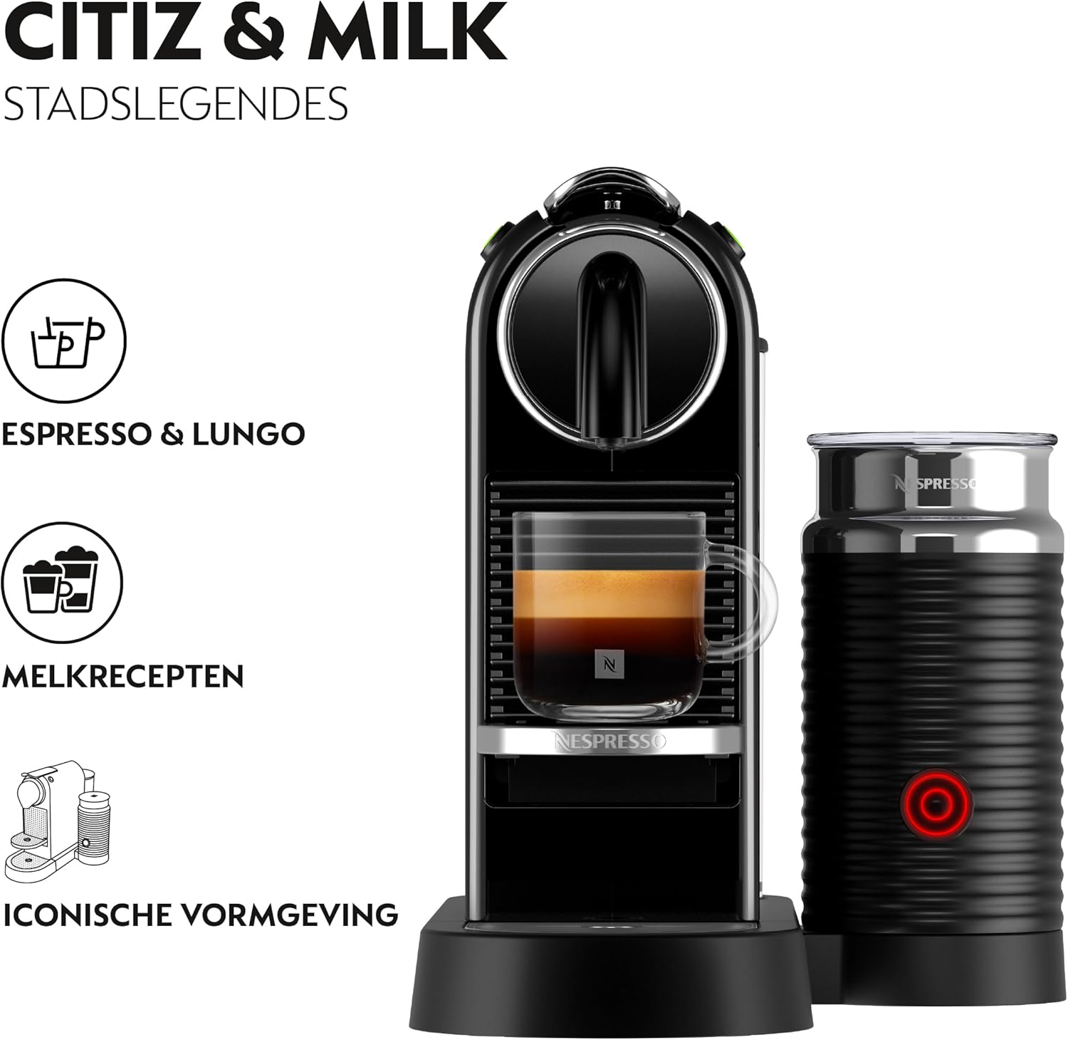 Nespresso De'Longhi CitiZ Melk- en koffiecapsulemachine Over dit item STIJLVOL EN COMPACT ONTWERP: Een intuïtief, gebruiksvriendelijk en bekroond compact ontwerp waar zowel Nespresso-koffiedrinkers als designgeïnteresseerde mensen dol op zullen zijn. GEÏN