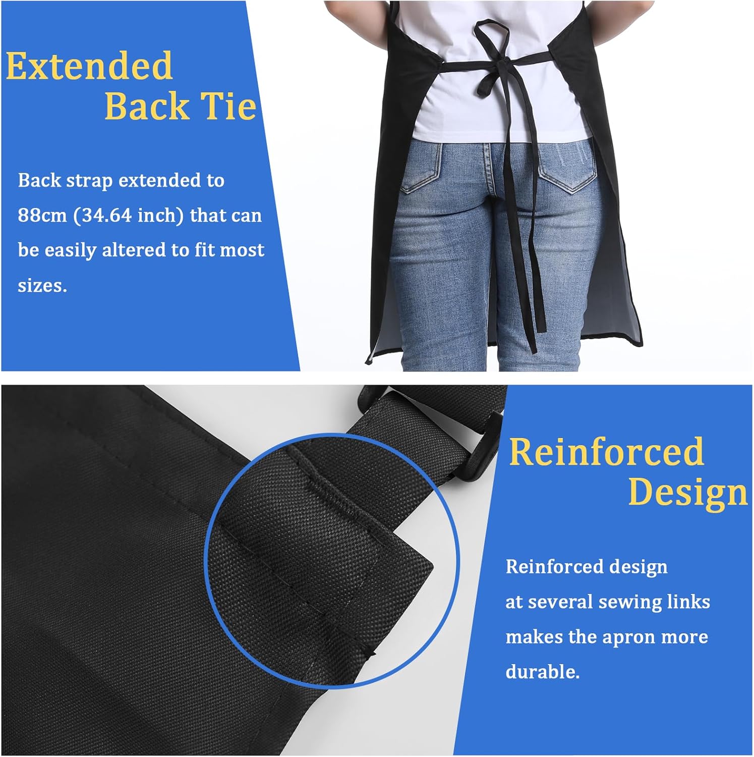 FunChaos 4 Packs Zwart Kookschort, Uniseks Verstelbare Schorten met 2 Zakken, Mannen Vrouwen Schort voor Keuken, Restaurant Productgegevens Onderhoudsvoorschriften Machinewas Type sluiting Armband Over dit item 【Hoge Kwaliteit】Het schort is gemaakt van 10