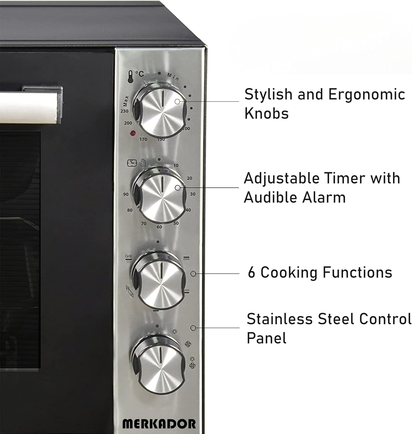 XXL Vrijstaande Oven - 70 Liter - 2000 Watt - Hetelucht - Rotisserie (Draaispit) - Eenvoudig Te Reinigen Granietcoating Rotisserie-functie (Draaispit), Heteluchtfunctie, Grillfunctie › Meer productgegevens bekijken Merk Merkador Capaciteit 70 Liter Specia