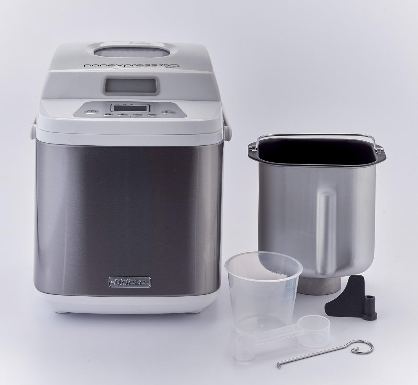 Ariete 132 Panexpress 750 Metal broodbakmachine, 19 vooraf ingestelde programma's, capaciteit 500/750 g, 500 W, wit, 21 x 31 x 27,5 cm Kneden, gisten en bakken: in de zelfgemaakte broodmachine kun je de ingrediënten kiezen die je wilt, en maak volkorenbro