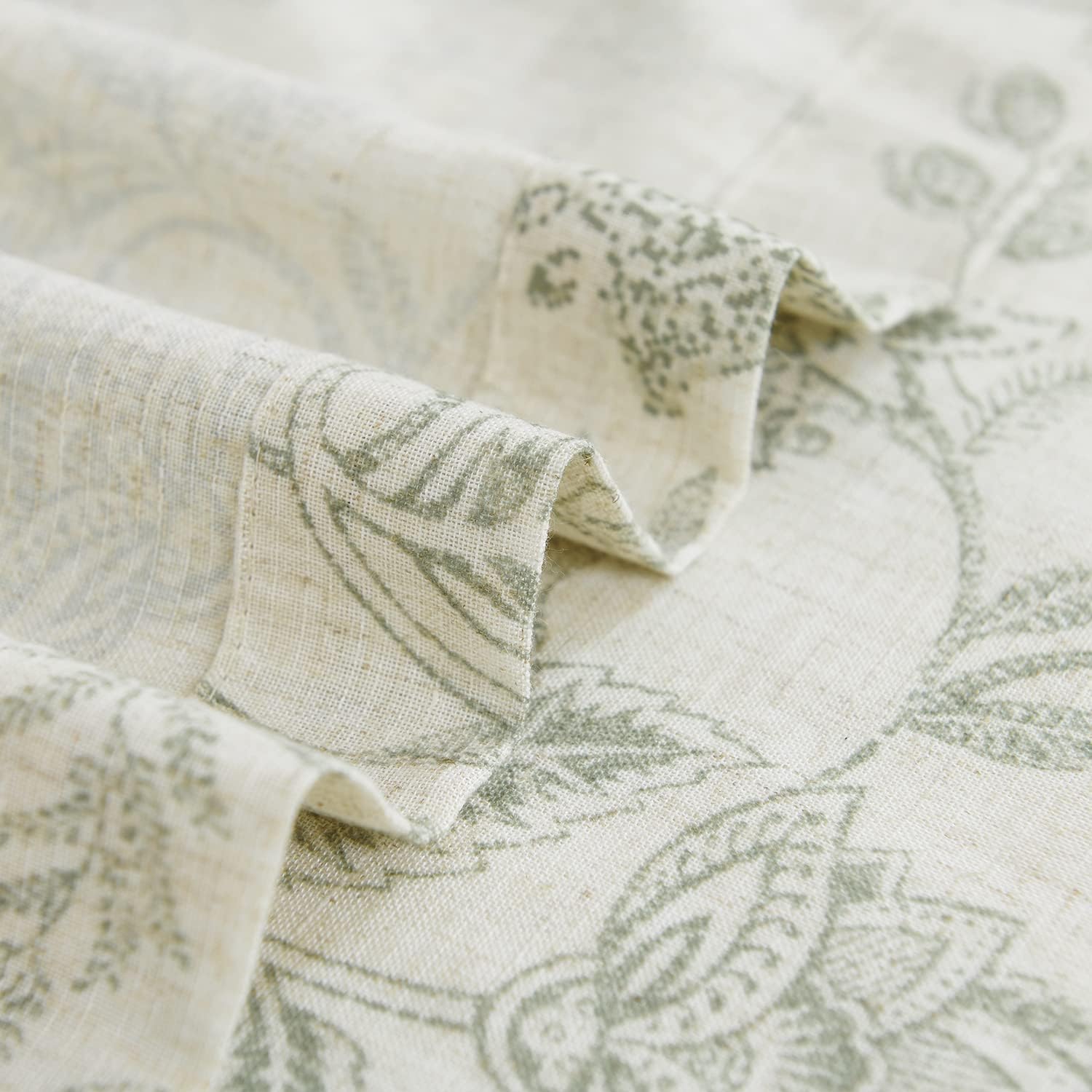 TOPICK Bloemen Keuken Gordijnen 61 cm Drop Linnen Doorschijnend Korte Cafe Botanische Print Kleine Raam Rod Pocket voor Wasruimte Badkamer 2 Panelen Verbena Grijs Verpakking: je ontvangt 2 gordijnen van 85% polyester+15% linnen. De afmetingen per stuk zij
