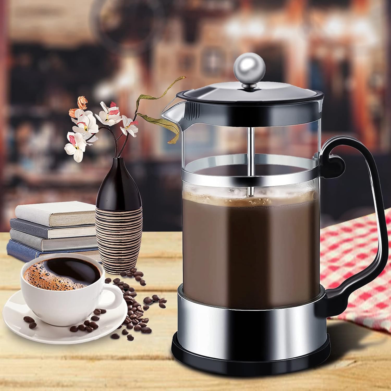 MAISITOO French Press Koffiemaker met roestvrijstalen filter 1 l Over dit item Formaat: 1000 ml. Productomschrijving: glazen koffiezetapparaat 1000 ml met French Press systeem, ideaal voor elke koffie- en theeliefhebber. Met een inhoud van maximaal 1000 m