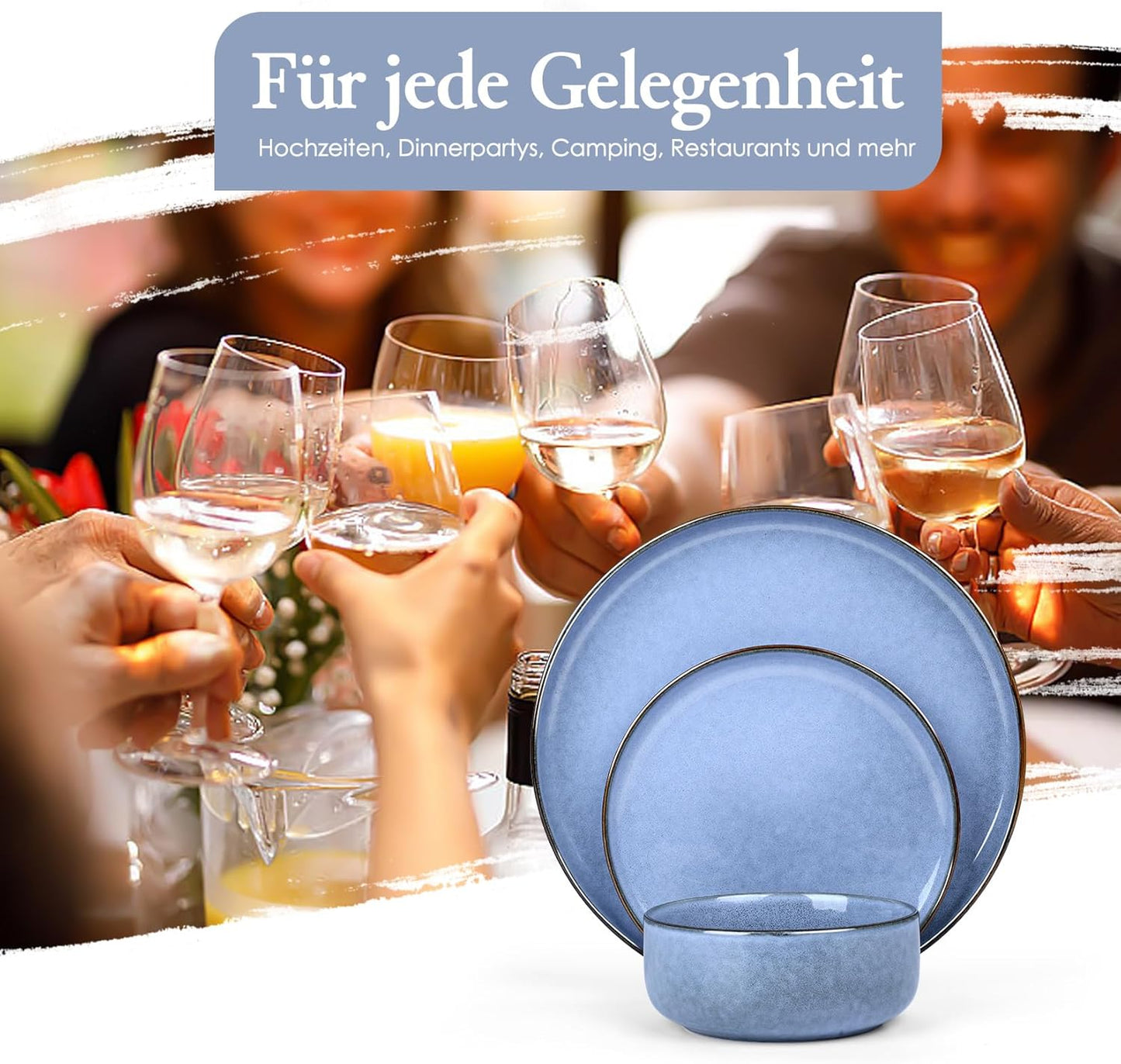 Onader Serviesset voor 6 personen, 18-delig aardewerk, combiservies, 6 platte borden, dessertborden, mueslikommen, vaatwasmachinebestendig, parelbeige De 18-delige tafelserviesset van Onader is gemaakt van superieur aardewerk met reactief glazuur, niet gi