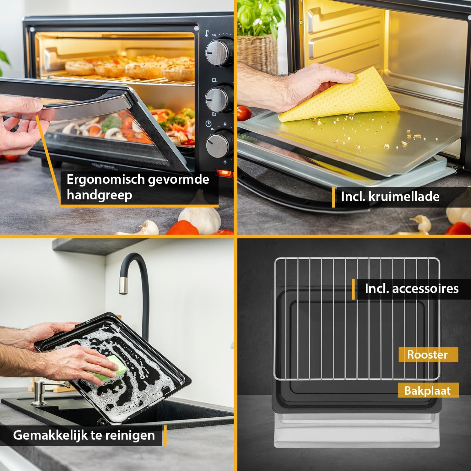 TZS First Austria Minioven I 1380W I Roestvrij staal I Dubbel glas I Temperatuurbereik: tot 230 °C I 19l inhoud I 60 min timer I 5,8kg I Zwart RUIMTE 20 LITRE OVEN: De grote ovenholte van 20 liter biedt genoeg ruimte voor je dagelijkse kook- en bakbehoeft