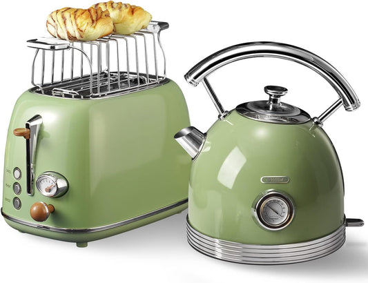 Wiltal Broodrooster en waterkoker ontbijtset 2200 W retro Het broodrooster en waterkoker ziin gemaakt van roestvrij staal. Het retro broodrooster heeft 2 sleuven. De schenktuit kunt zowel wateruitlaat als waterinlaat. Merk wiltal Kleur roestvrij staal Mat
