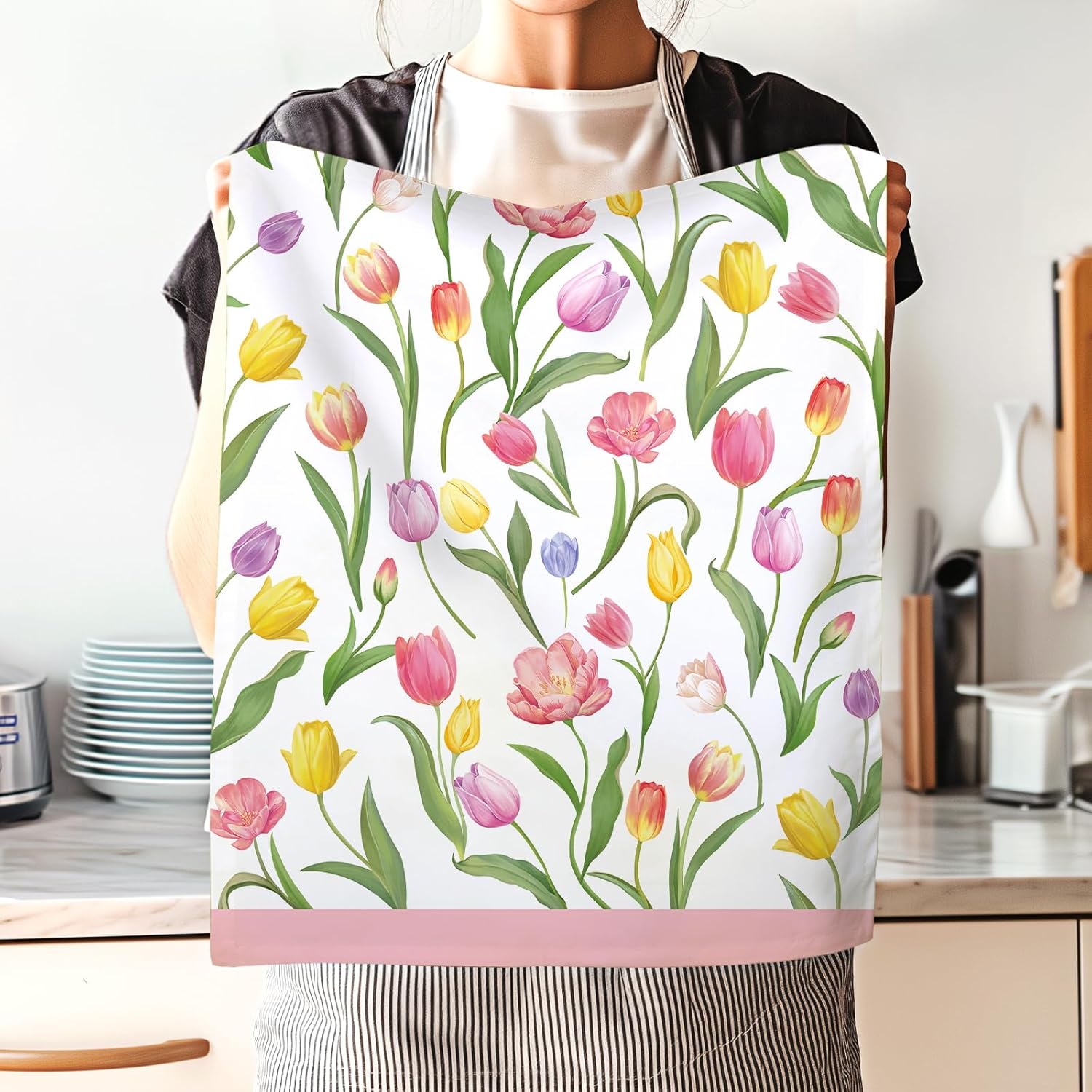 Arquiel 100% katoenen keukendoekset 48 x 70 cm, multifunctionele sneldrogende theedoeken, vaatdoeken, handdoeken, bar handdoeken (set van 4), levendig kleurrijk bloempatroon VOORKEURD MATERIAAL: Elke theedoek is zorgvuldig gemaakt van 100% katoen, met kle