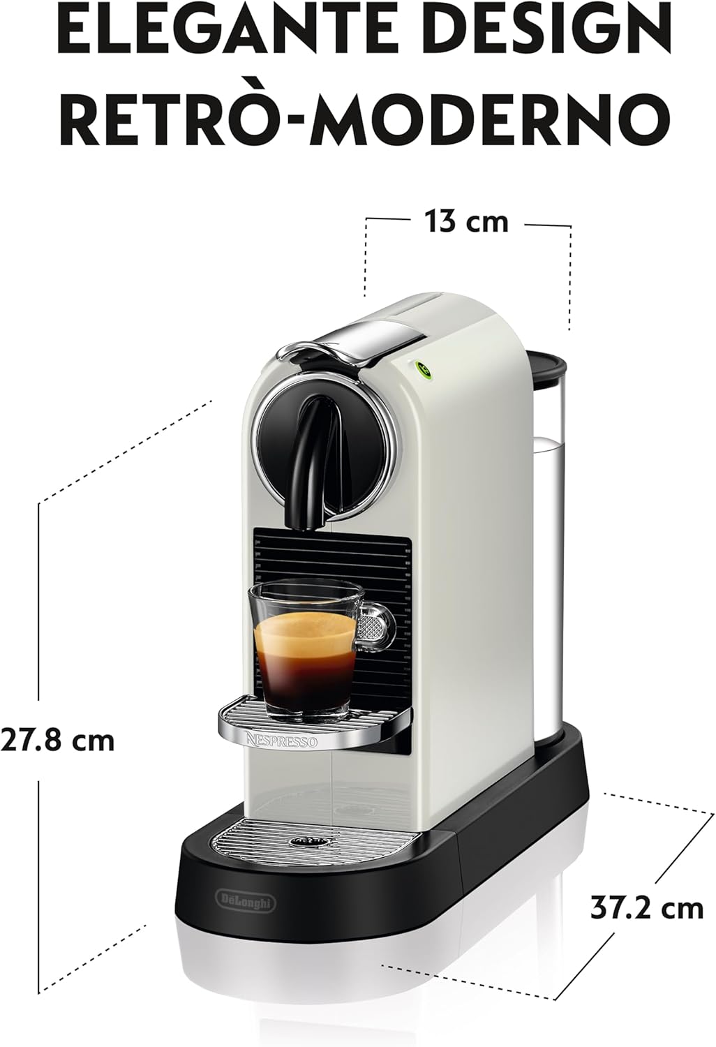 Nespresso De'Longhi CitiZ Melk- en koffiecapsulemachine Over dit item STIJLVOL EN COMPACT ONTWERP: Een intuïtief, gebruiksvriendelijk en bekroond compact ontwerp waar zowel Nespresso-koffiedrinkers als designgeïnteresseerde mensen dol op zullen zijn. GEÏN